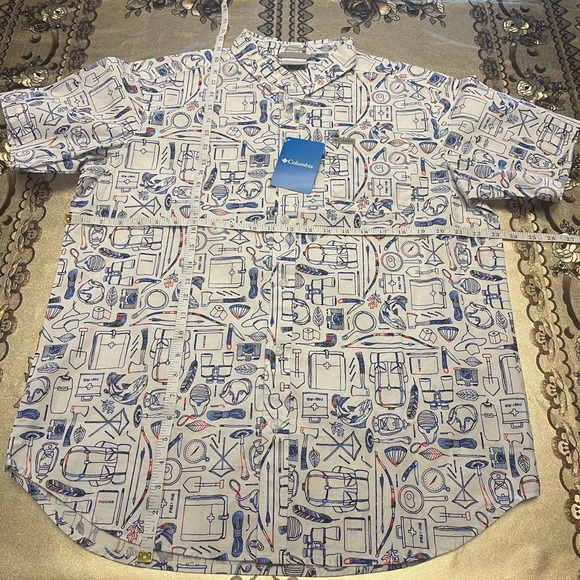Columbia Men's Rapid Rivers Printed Short Sleeve Size XXL/ M. Mountain Red Camp - Picture 4 of 11